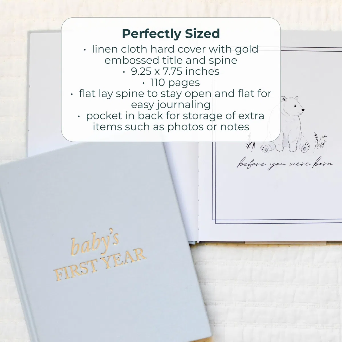 Baby Erinnerungsbuch & Fotoalbum von Duncan & Stone - Dusty Rose | Baby Geschenk für neue Mutter | Meilenstein-Sammelalbum für werdende Mutter | Erstes Jahr Tagebuch für Geburt