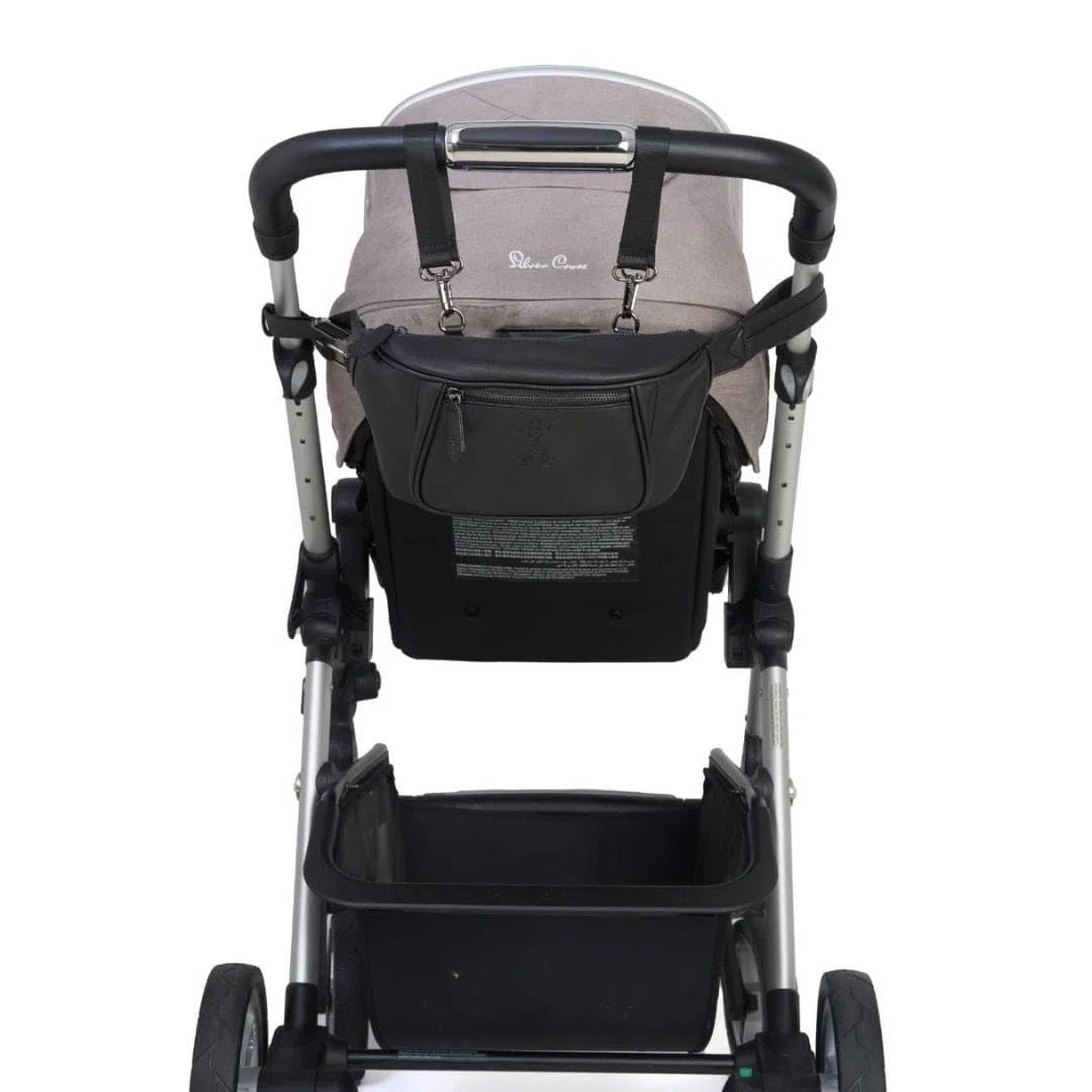 Gigil Inka Buggy-Organizer und Crossbody-Tasche aus veganem Leder – wasserabweisend mit 4 Fächern und Schnellzugriffstaschen – Feuchttasche – Kinderwagen-Organizer (Mitternachtsschwarz)