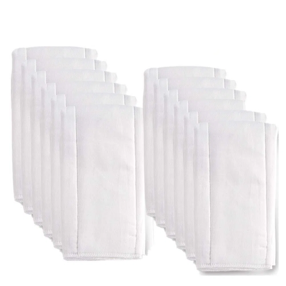6-lagige vorgefaltete Stoffwindeln, Spucktuch, 100 % Baumwolle, Weiß, Fasoar dick, waschbar, saugfähig, für Babys und Kleinkinder, vielseitig verwendbar (10-35 lbs) 5/6/10/12 Count
