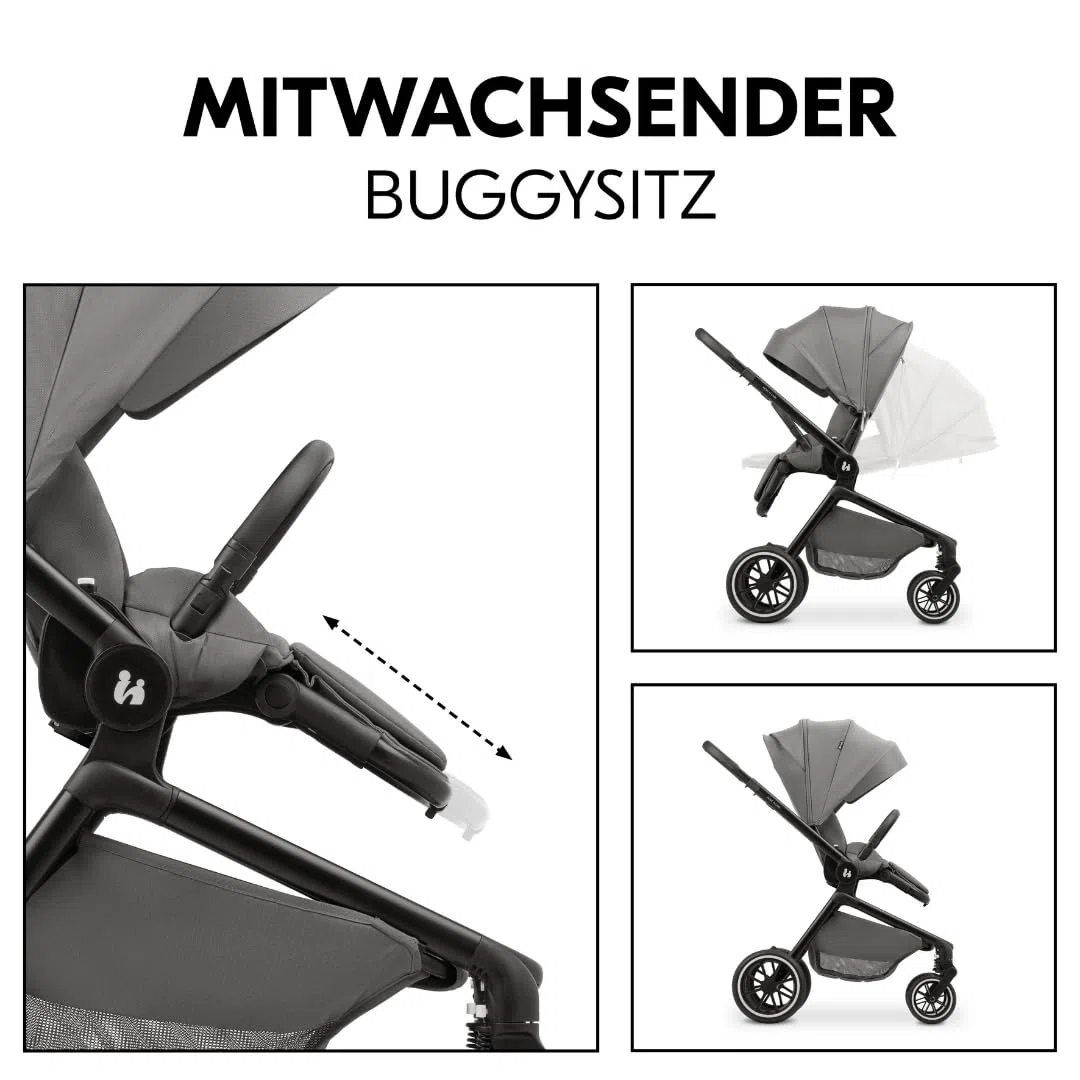 Hauck 3in1 Kinderwagen Set Move N Care mit Drive N Care Babyschale – Kombikinderwagen ab Geburt bis 22 kg mit Federung & wendbarer Sitzeinheit – Dark Grey