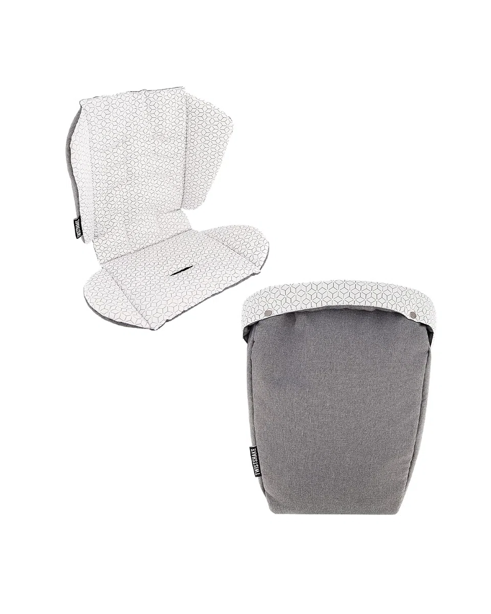 TWISTSHAKE Sitzauflage und Fußsack Set für Tour Kinderwagen, Grau