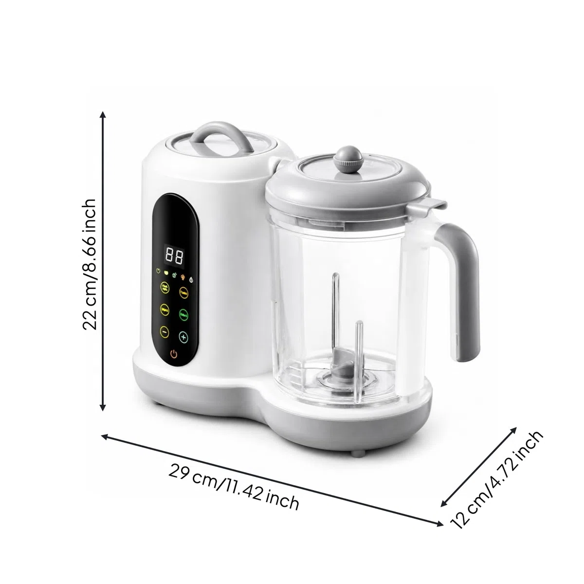 Babybrei BerührungssteuerungTasten Babynahrungsprozessor Transparent Dampfgarer mit Mixer