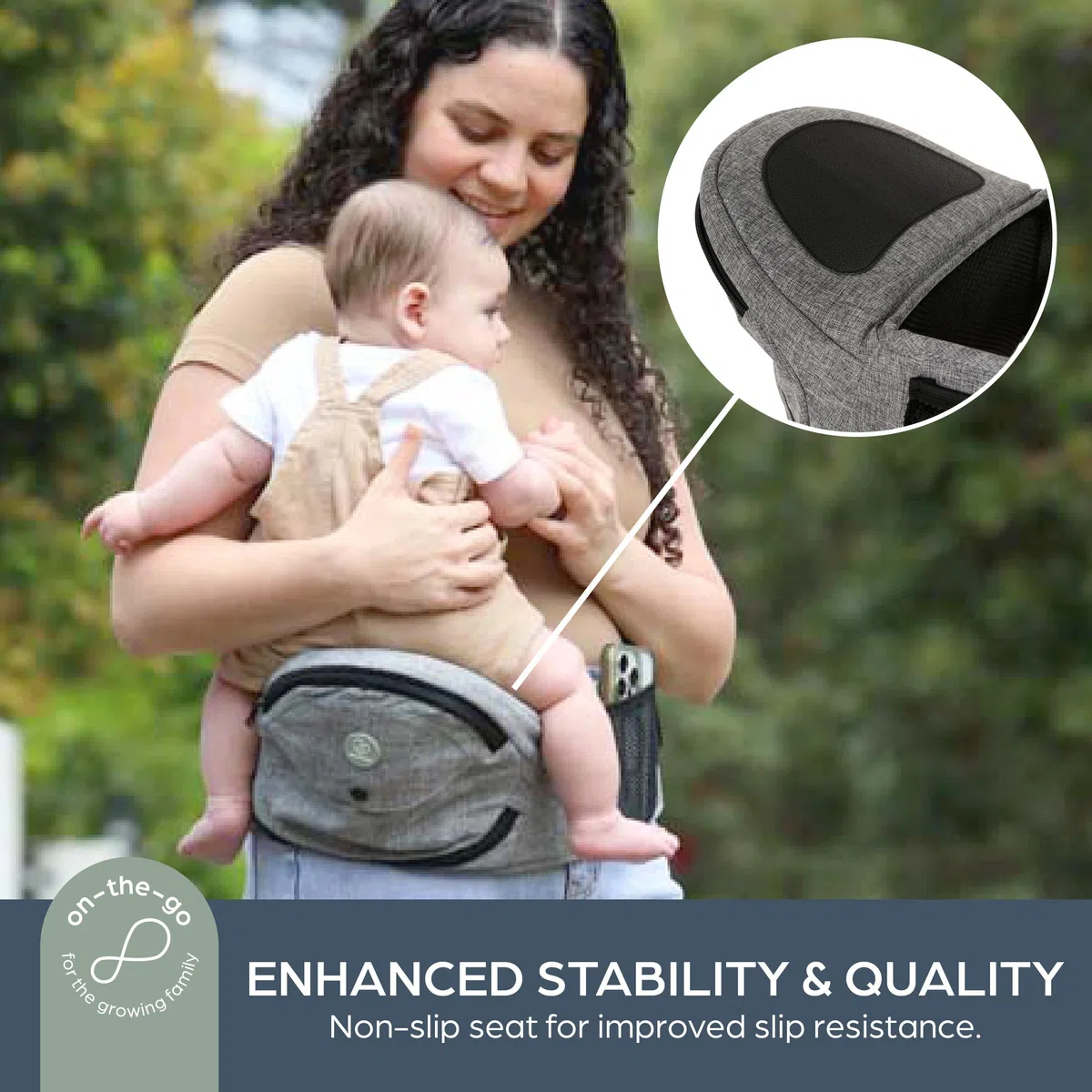 Dreambaby Up & Go Hüftsitz-Tragetasche, leichte Babyhalterung mit Aufbewahrungstaschen, ergonomische Kleinkind-Hüftstütze, verstellbarer Bund, geeignet für Kinder von 3,5-18 kg