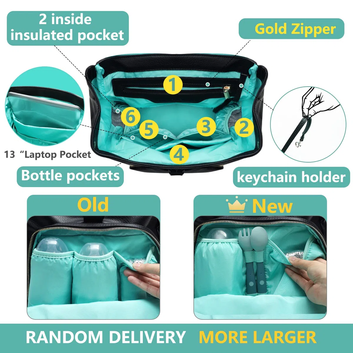 MISS FONG Baby Changing Bag Backpack Leather Nappy Changing Backpack Diaper Bags with Insulated Pockets Baby Bags for Mom and Dad, maternity bag