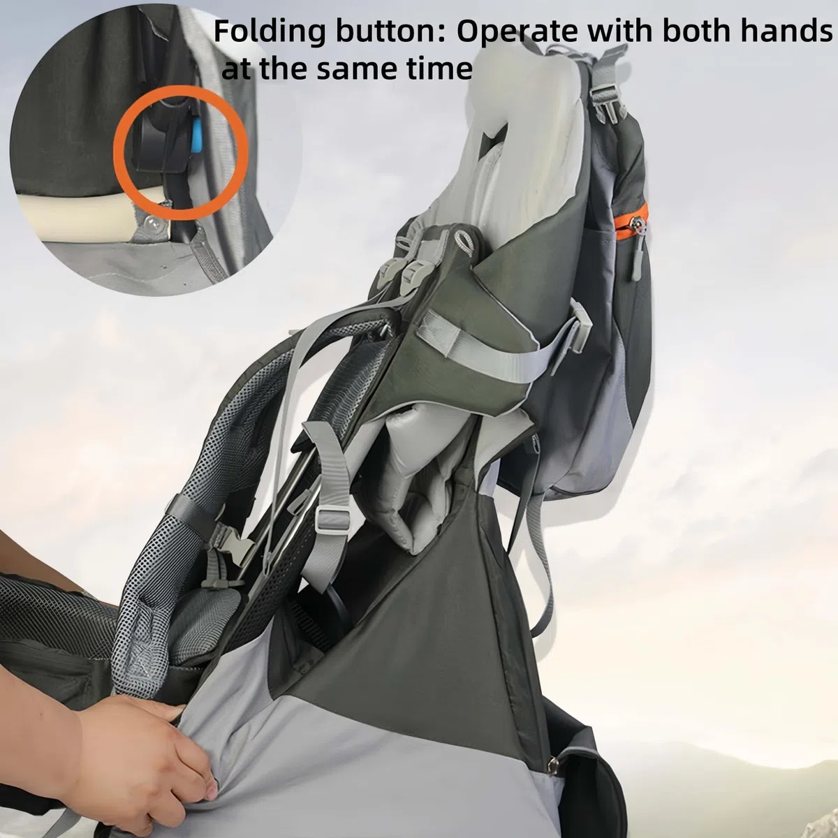Outdoor-Babytrage-Rucksack – Wander-Kindertrage mit faltbarem Design, 5-Punkt-Gurt, Stauraum und Lendenwirbelstütze – Perfekt zum Wandern, Camping und Reisen