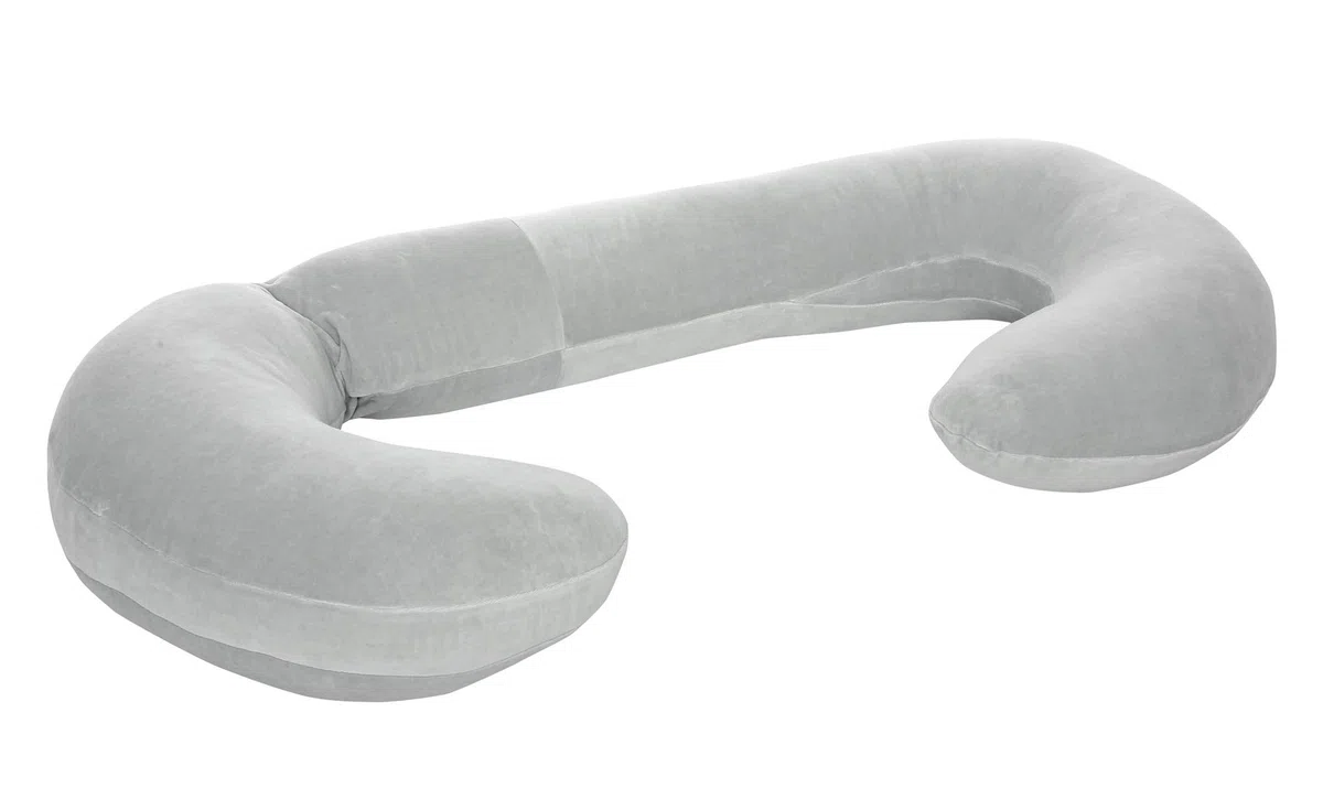 Bezug für Lagerungskissen/Seitenschläferkissen Sleepy-C Premium von Motherhood, Öko-Tex Standard - aus Baumwoll-Velour! (hellgrau)