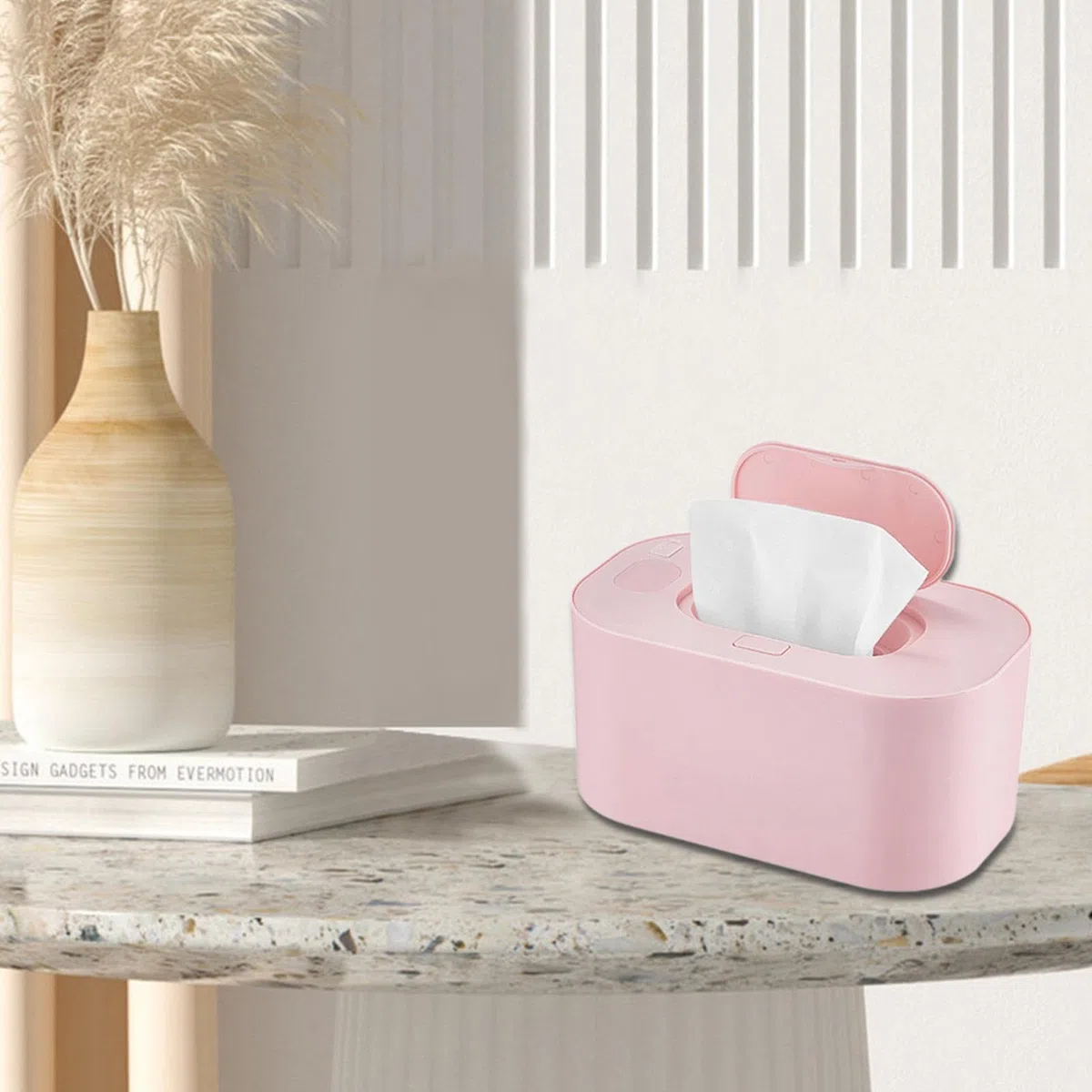 perfk Tragbarer USB-Feuchttuchwärmer, Beheizte Feuchttuchbox Baby-Feuchttuchwärmer, Heimgebrauchs-Feuchttuchwärmer Servietten-Heizbox, ROSA