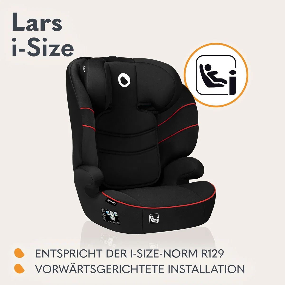 LIONELO LARS i-Size Kinderautositz 100–150 cm, Gruppe 2 3 | Seitenschutz 10 Grad, Kopfstützenverstellung, bequeme Armlehnen, abnehmbare Rückenlehne