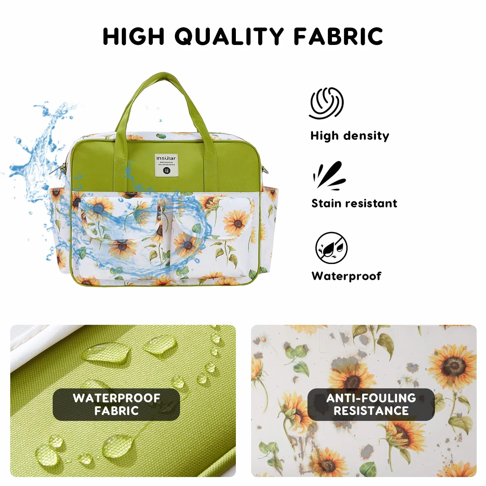 SONARIN Stilvolle Große Kapazität Baby Wickeltasche,Wasserdicht Tragbare Reise Wickeltasche Umhängetasche Tragetasche Henkeltaschen Babytasche mit Schultergurte & Wickelunterlage