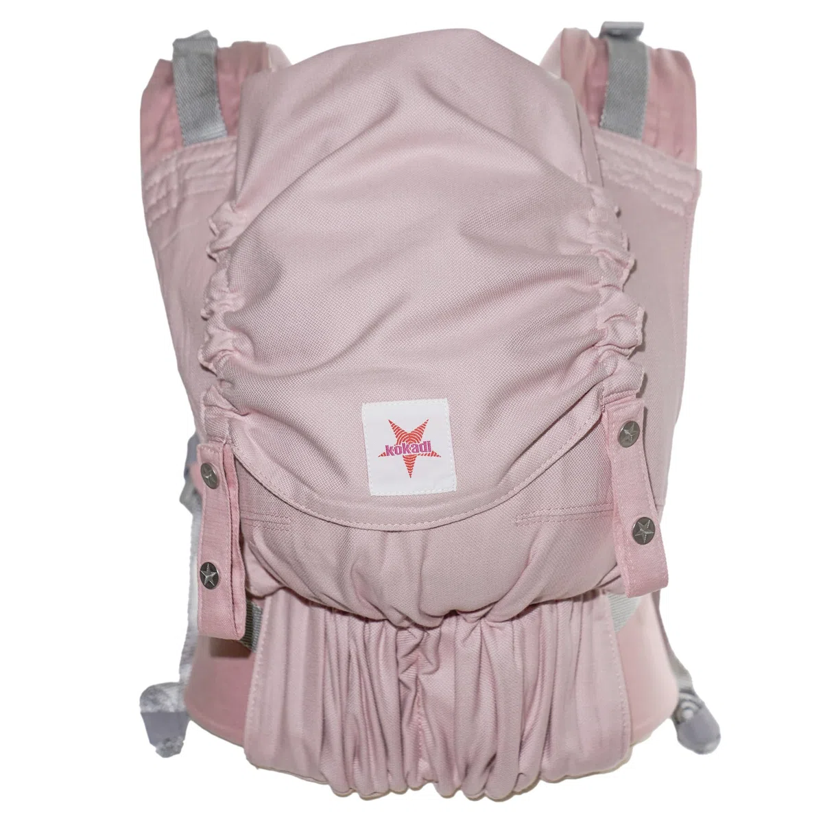 KOKADI Babytrage Flip Just (Babysize) – Ergonomisch, sicher & anpassbar, handgefertigt aus 100% Bio-Baumwolle – Ab Geburt bis 15 kg, einfach anzulegen, ideal für den täglichen Gebrauch – Rosé