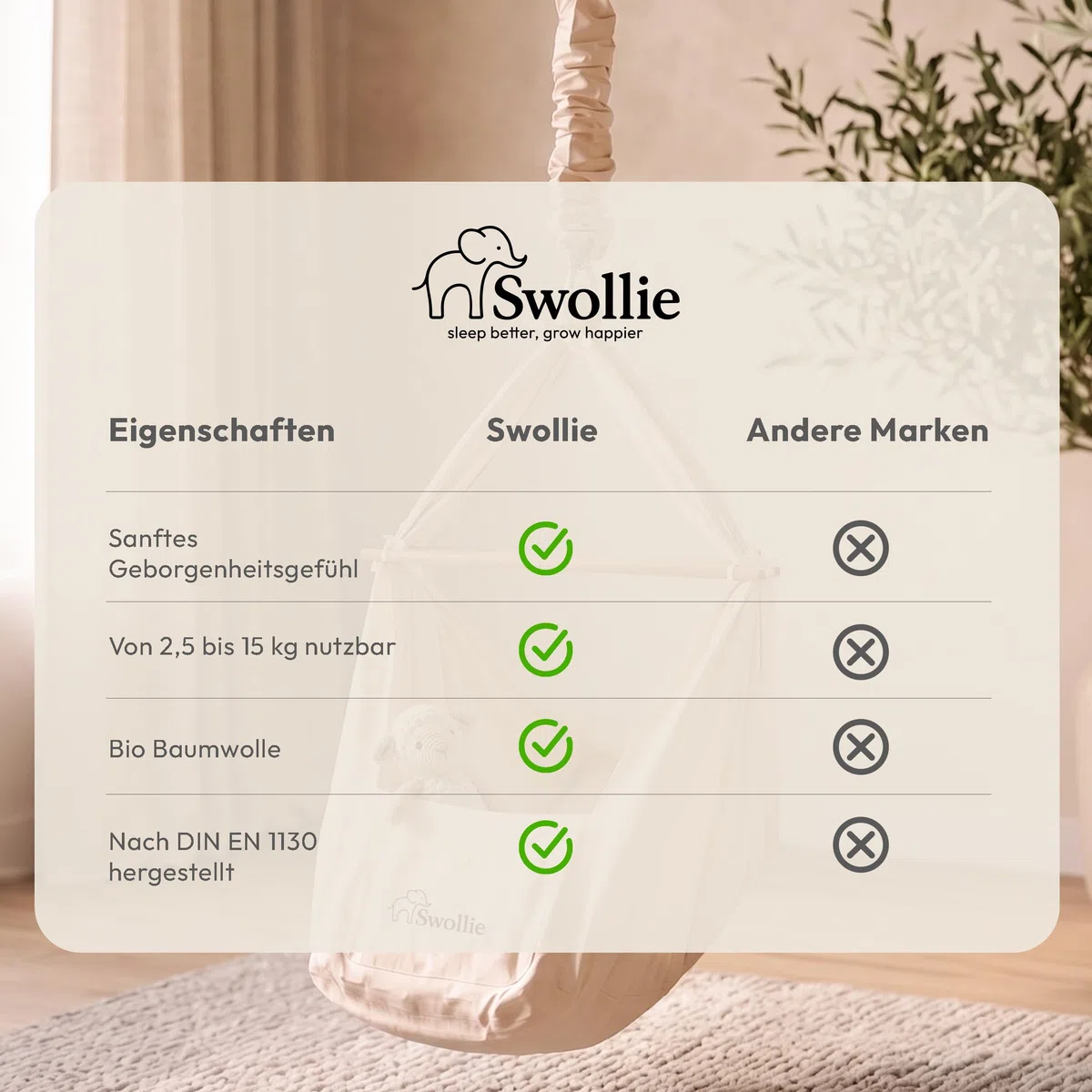 Premium Baby-Federwiege Blau | Bio-Baumwolle | für Babys ab Geburt bis 15 Kg | Schafwollmatratze | ergonomische Liegefläche |
