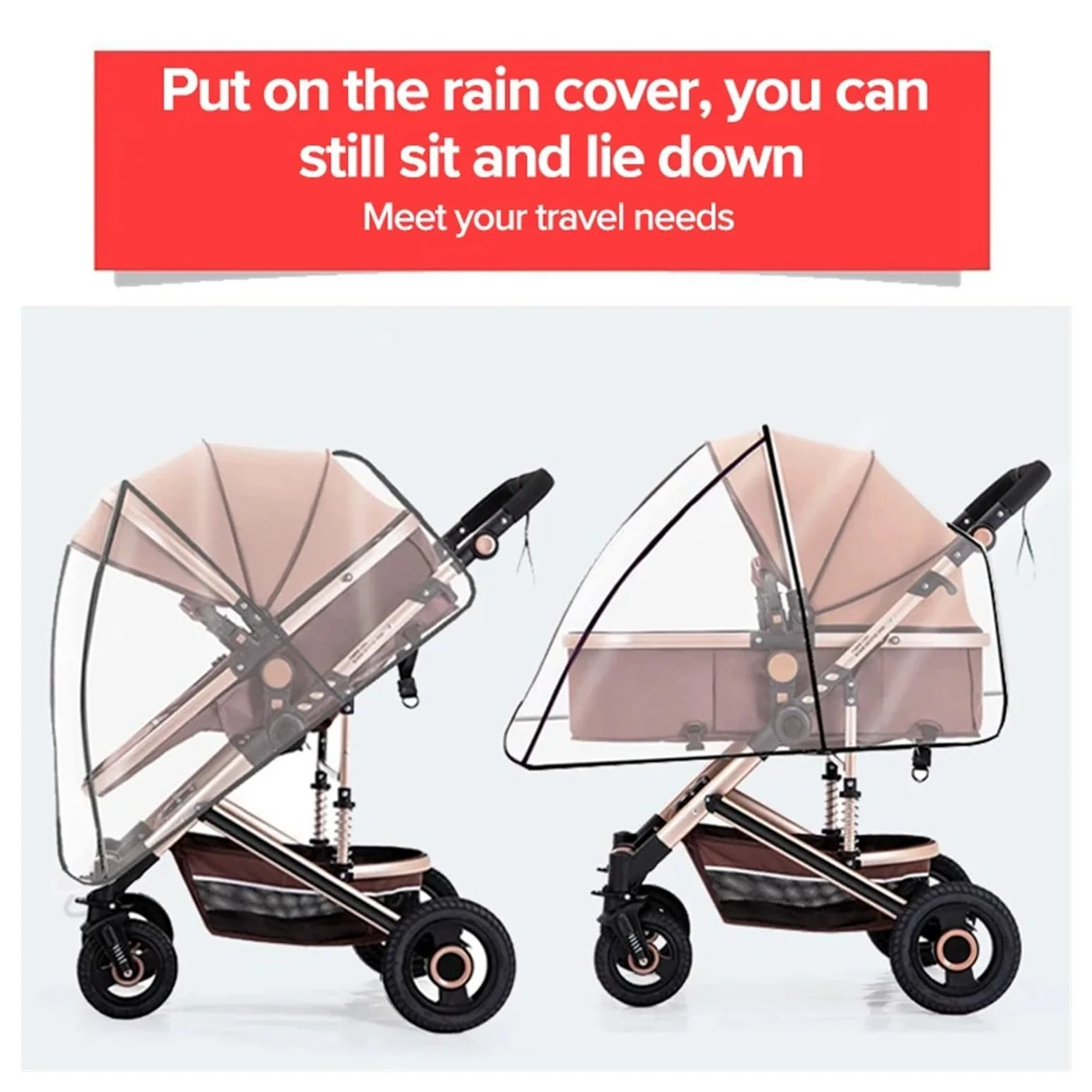 Kinderwagen Regenschutz Universal wasserdichte Kinderwagen Regenschutz Kinderwagen Zubehör Transparent Wind Staub Schild Reißverschluss Öffnen for Kinderwagen Regenmantel(Zipper Eva raincover)