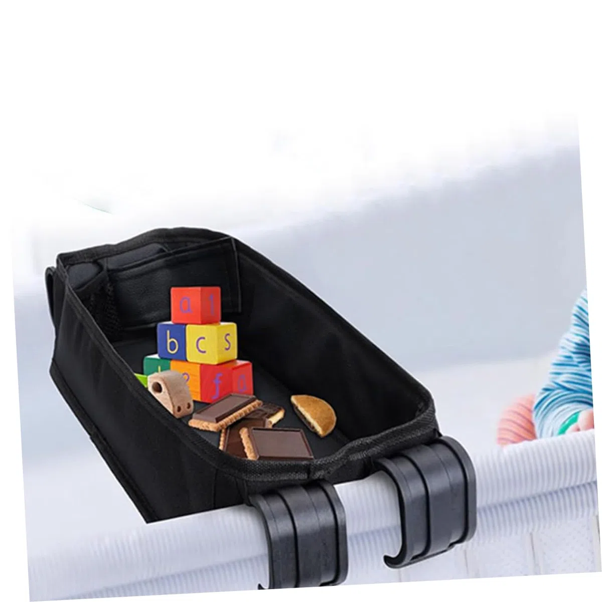 VANZACK Kinderwagen Snacktablett Mit Becherhalter Und Handyhalterung Zubehör Aus Robustem Canvas Leicht Zusammenklappbar Für Vielseitige Nutzung Reisen Und Ausflügen