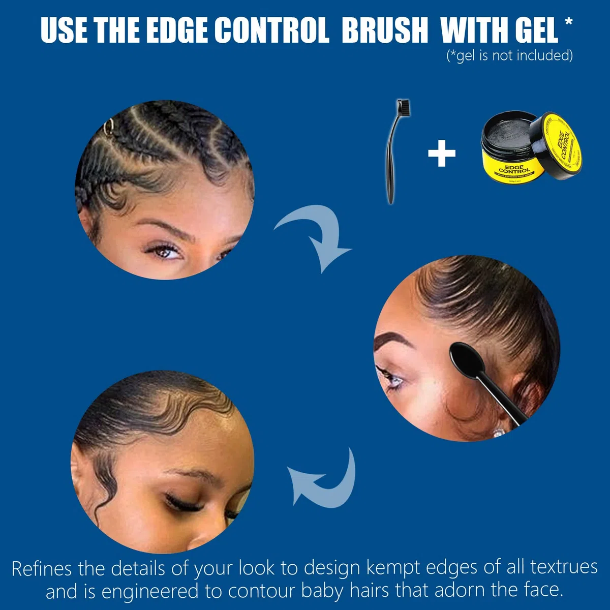 Baby Hair Brush - Schwarz - Für natürliches Haar - Kantenkontrolle und präzises Styling - Frauen und Mädchen