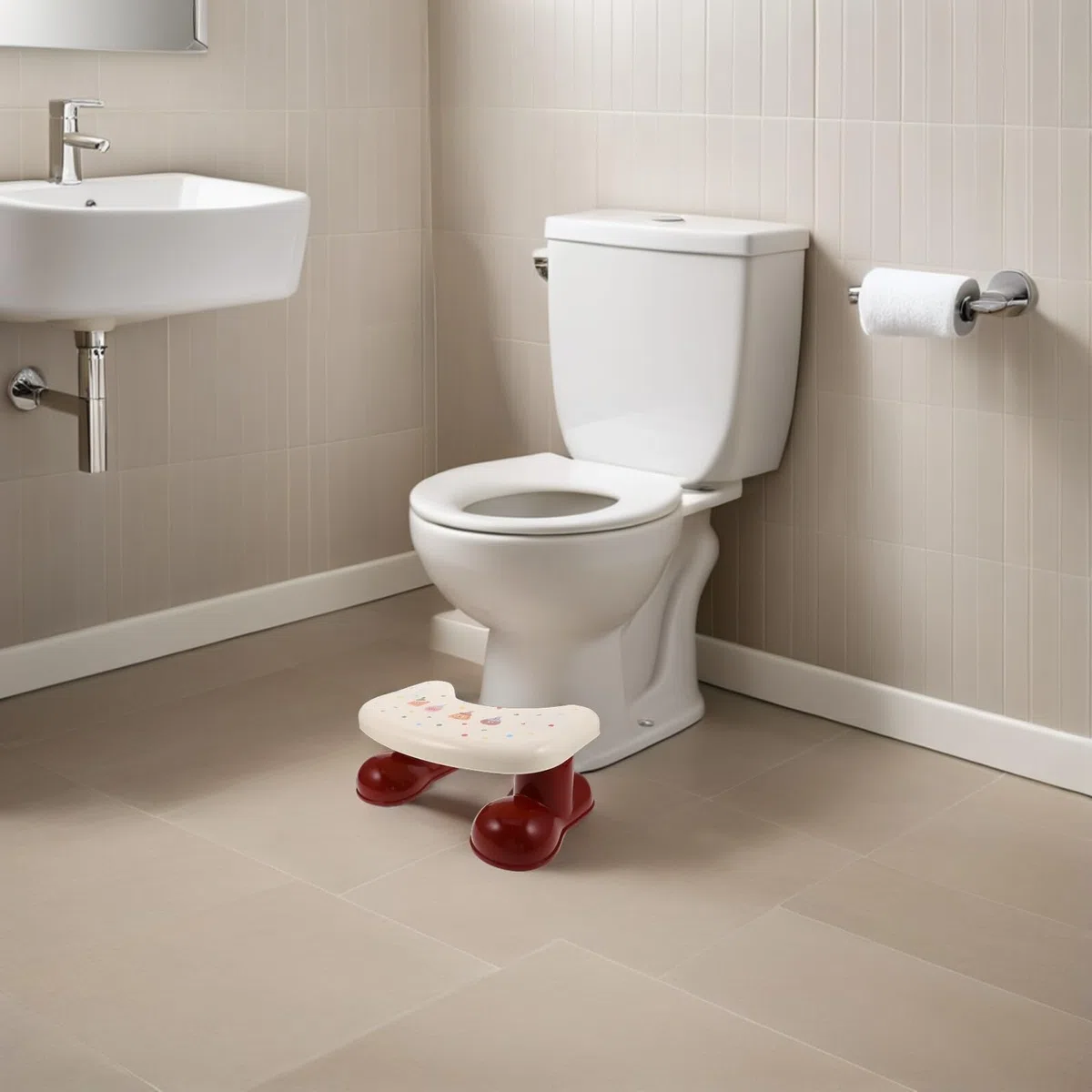 BESTonZON Fußhocker für Junge Mädchen Toilettenhocker Badezimmer Tritthocker rutschfeste Plattform Stabiles Design aus Kunststoff Platzsparend Leicht Tragbar