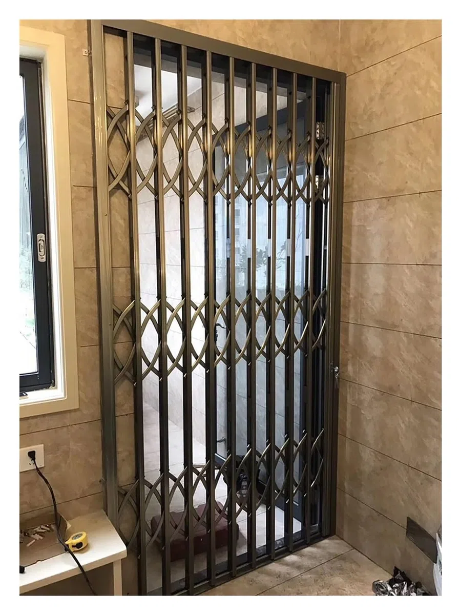 PEYNIR Fenstergitter Einbruchschutz Haustürschutz für Hunde/Kinder, Abschließbar Aluminium Einbruchschutz, Falt-Schiebe- Sicherheits-Fensterzaun, 50–230 cm, individuelle Höhe(Dark Grey,W170 x H220cm)