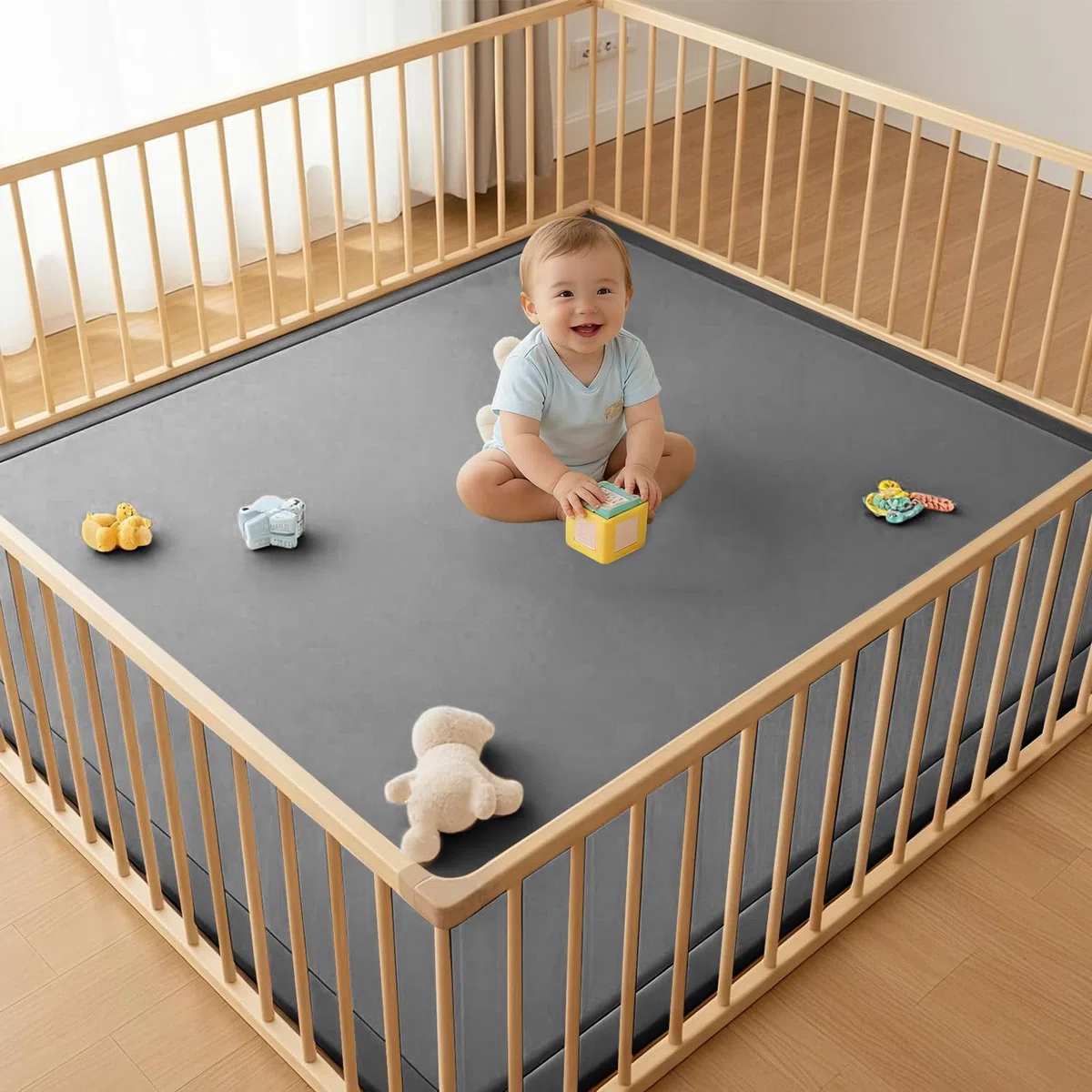 Krabbelmatte Baby 160 x 200 cm Dunkelgrau 3cm Extra Dick und Spielmatte Kinder, Spielteppich Baby Krabbelteppich für Babys Memory Foam Teppich Kinder für Kinderzimmer Tatami Matte