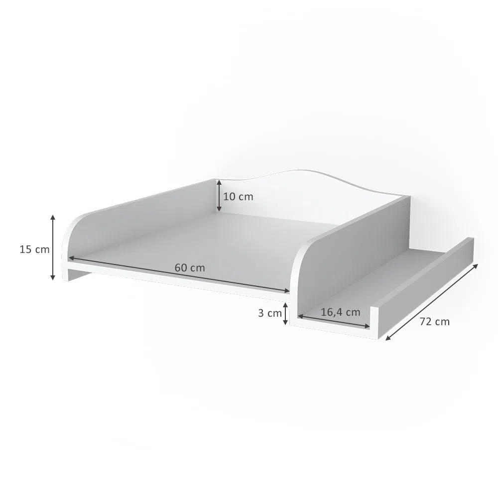 Vicco Wickelaufsatz, Weiß, 83.2 x 72 cm | auf Waschmaschine, mit beidseitig montierbarem Regal für flexible Nutzung