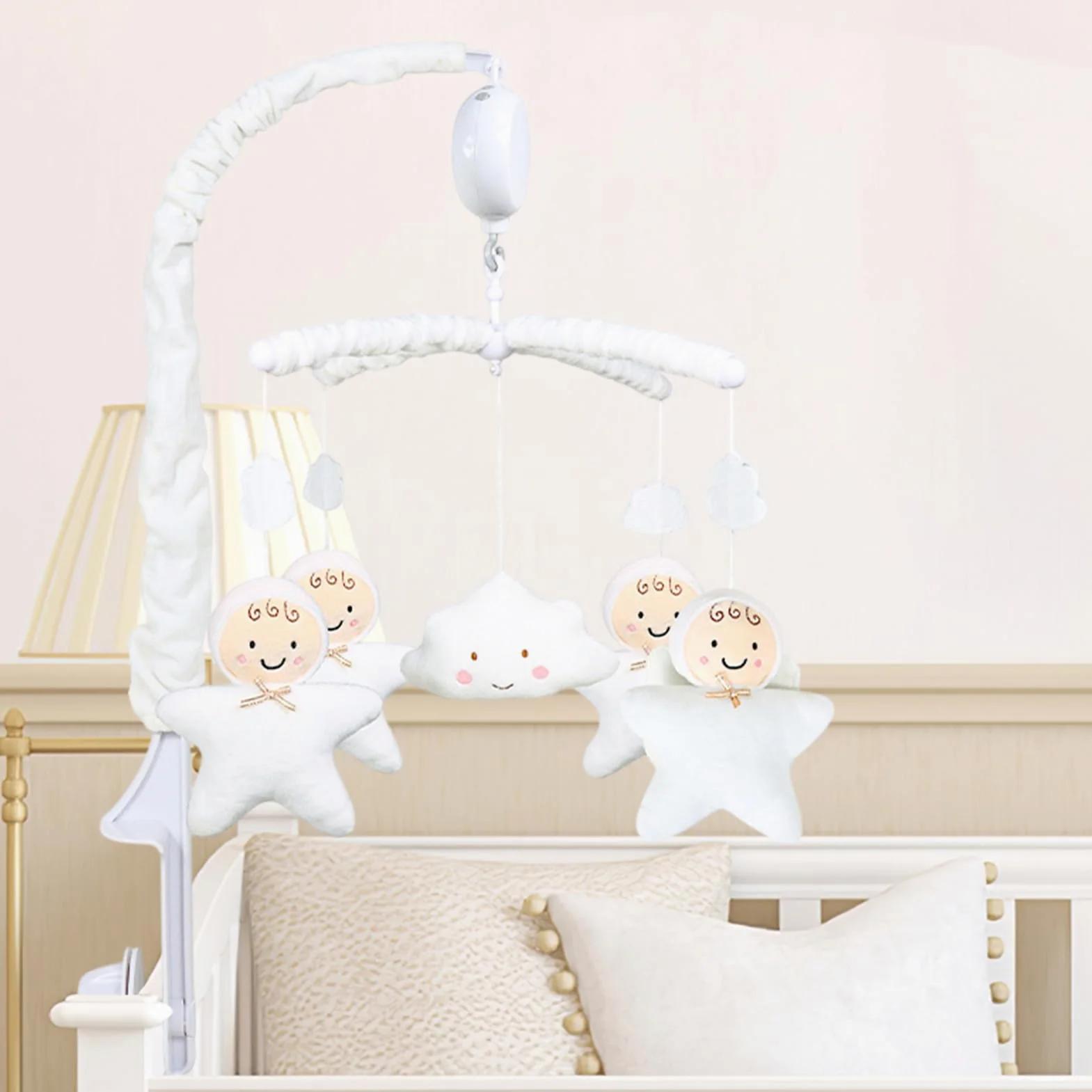 Babybett-Mobile | Drehbarer Plüsch-Kinderautositz | kontrastreiches bewegliches Tier-Kinderzimmer Dekoration für Kinder, Babyzimmer