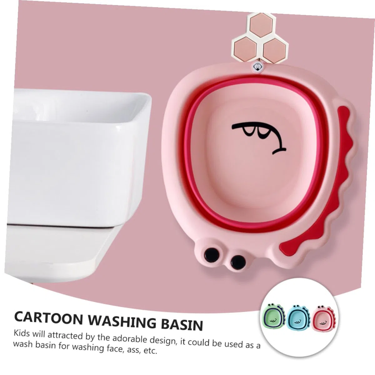 Toyvian 3 Stück Faltbare Kunststoffwaschbecken für Babys mit Niedlichen Cartoon Motiven Leicht zu Reinigen und Leicht für Neugeborene und Kleinkinder im Täglichen Gebrauch