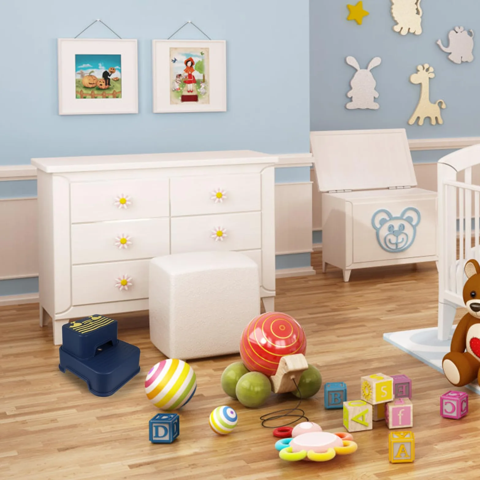 Zweistufiger Tritthocker für Kinder aus Robustem Pp und Rutschfestem TPE mit Glatten Kanten für Waschtisch und Toilette Beim Toilettentraining
