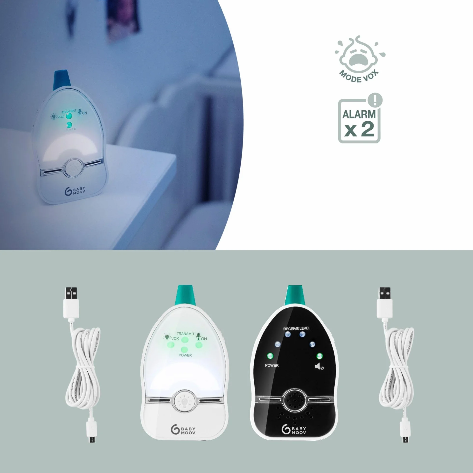 Babymoov Babyphone Easy Care - Digital Green Technology, niedrige Strahlung, 500m Reichweite