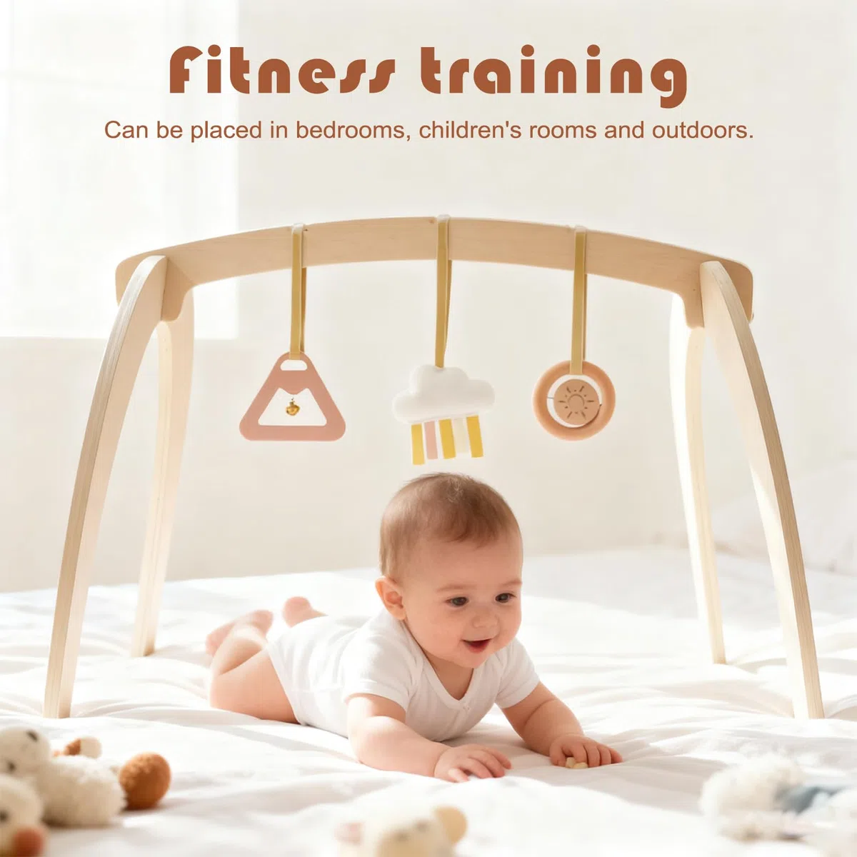 Baby-Aktivitätsspielbogen Sensorisch Pädagogisch Holz Faltbar | Natürliche Stimulation Baby-Spielbogen zur Babyparty, Geburtstag, Schlafzimmer, Wohnzimmer und Reisen