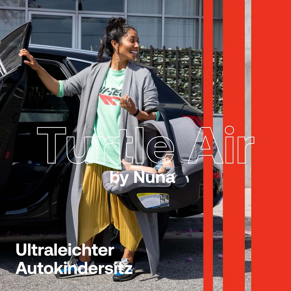 Bugaboo Turtle Air by Nuna, komfortabler Kindersitz fürs Auto mit Donkey Adaptern für den Autositz und großem Sonnendach, ultra-leicht & sicher