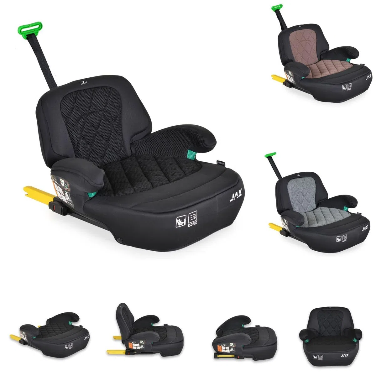 Cangaroo Kindersitz Sitzerhöhung Jax i-Size 125-150cm Gruppe 3 Isofix Top Tether schwarz