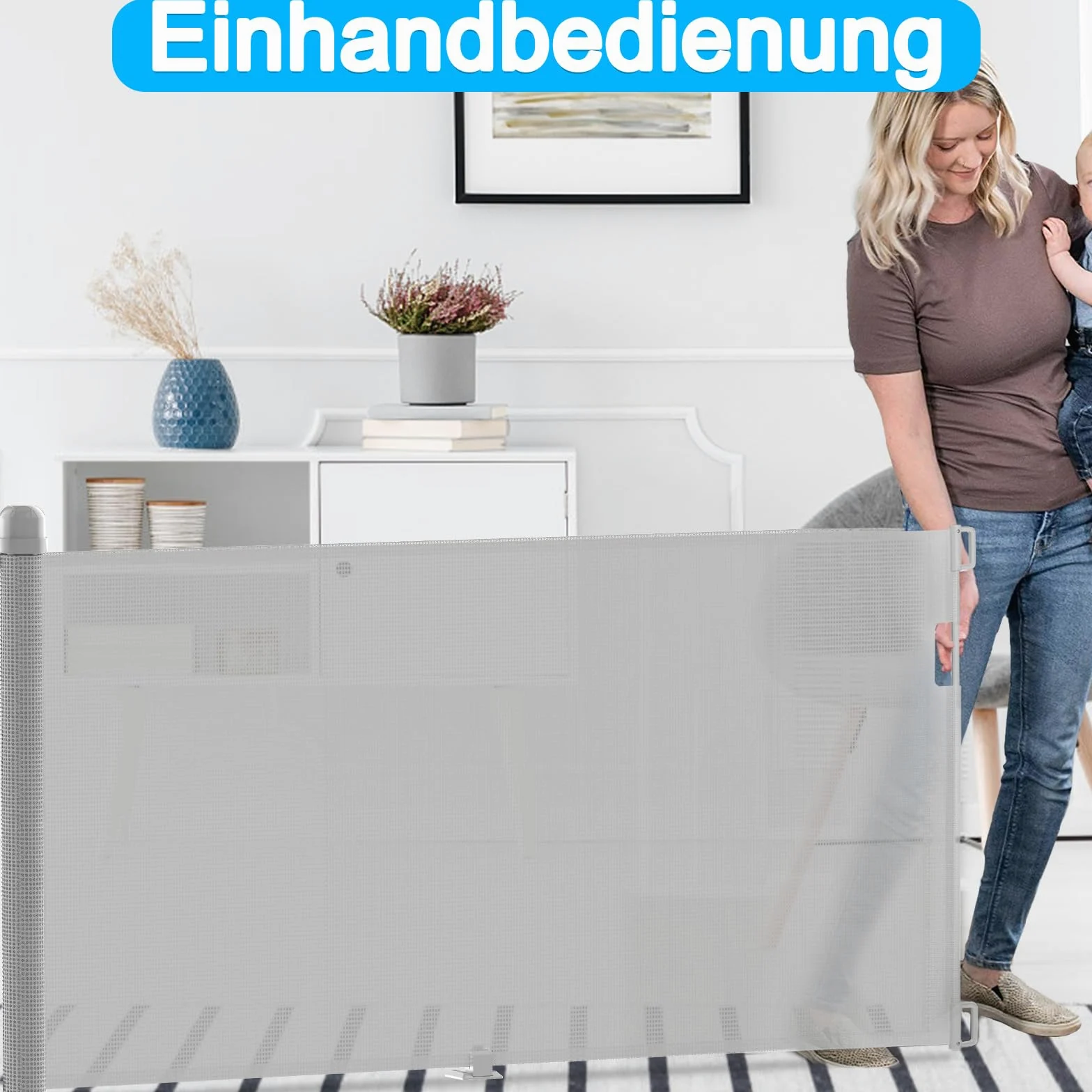 NAIZY Türschutzgitter Rollo 0-300cm Treppenschutzrollo Baby Treppenschutzgitter und Hund Türgitter Einziehbares Tür Ausziehbare Hundebarrieren für Innen und Außenbereich - Grau