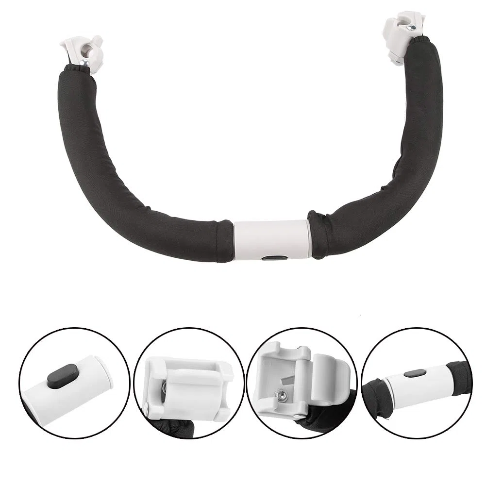 Kinderwagen Sicherheitsbügel, Universal Kinderwagen Bügel Kinderwagen Griff Schutzbügel Ersatz Verstellbarer Kinderwagen Lenkstange Sichere Armlehne, Kinderwagen Zubehör (BLACK)