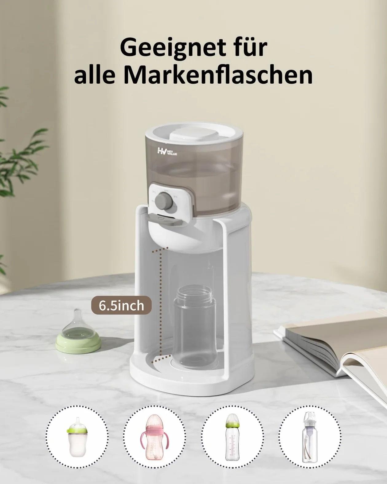 Flaschenzubereiter für Babys,Flaschenwärmer Baby,Instant Warmer,Wasserspender für Sofortige Herstellung von Formelflaschen,4 Temperaturen 72H Smart Thermostat, Heißwasserspender, Weiß