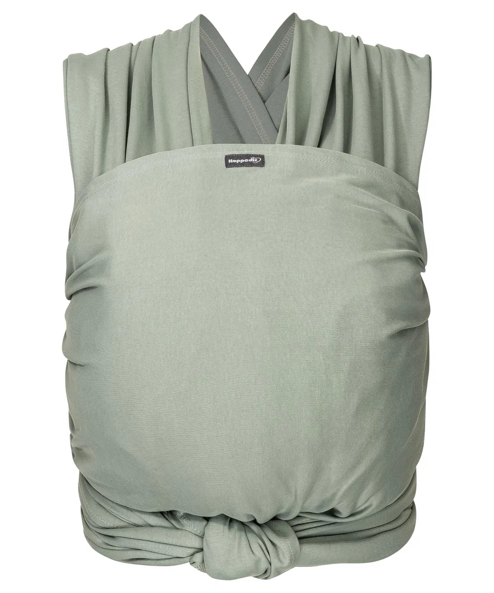 Hoppediz Elastisches Baby-Tragetuch - für Neugeborene ab Geburt (2-9 kg) - aus Bio-Baumwolle - Salbei 4,60 m, Grün
