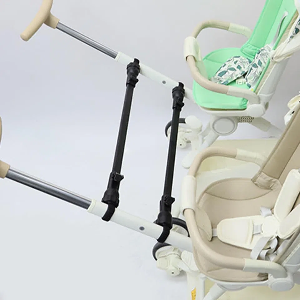 Milisten Verbindungsstück für Zwillingskinderwagen 2 Stück Leichter Faltbarer Doppelkinderwagenadapter aus Eisenrohr und Kunststoff für Ausflüge mit Kleinkindern