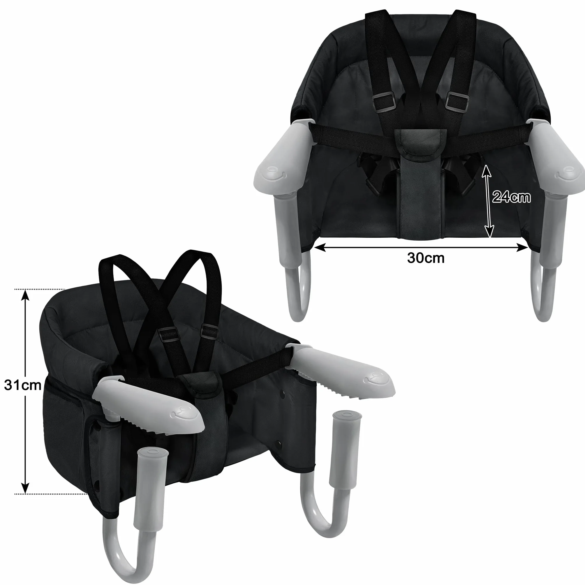 Froadp Faltbar Tischsitze Baby Klappbare Boostersitze Stuhlsitz 6-36 Monate Babystuhl für 2-8cm Dicke Tische Kinder Sitzerhöhung Sitzhilfe Babysitz mit Anti-Rutsch-Klemmen Kapazität 8-15KG (Schwarz)