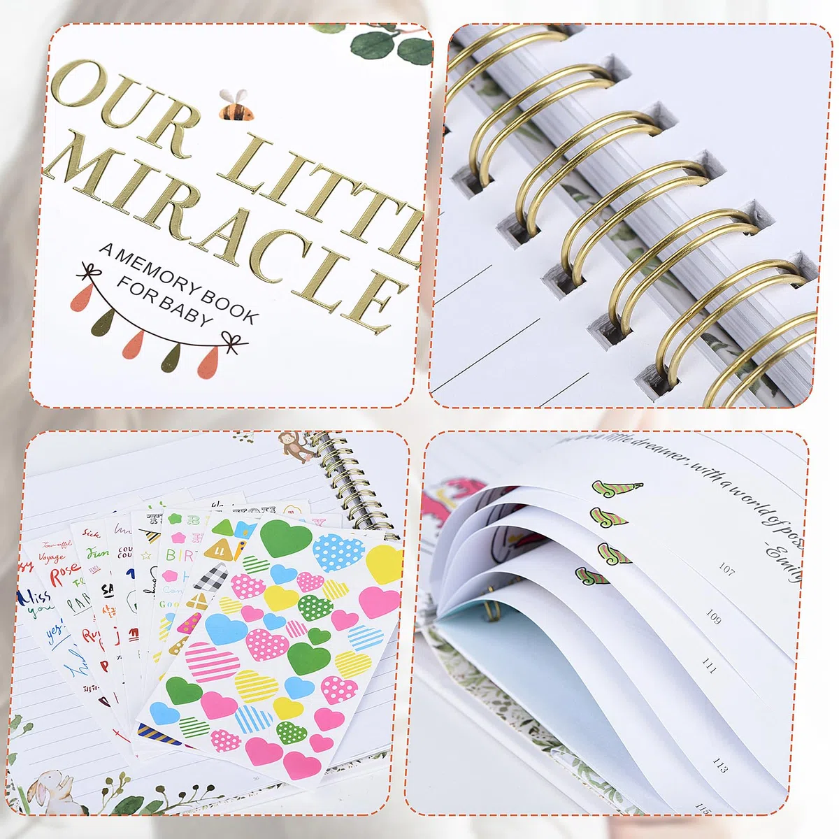 Baby-Erinnerungsbuch – Unser kleines Wunder, 248 Seiten, farbig, Erinnerungs-Tagebuch für die ersten fünf Jahre, Unisex-Baby-Scrapbook, Aufzeichnungsbuch für frischgebackene Eltern, ideales Geschenk