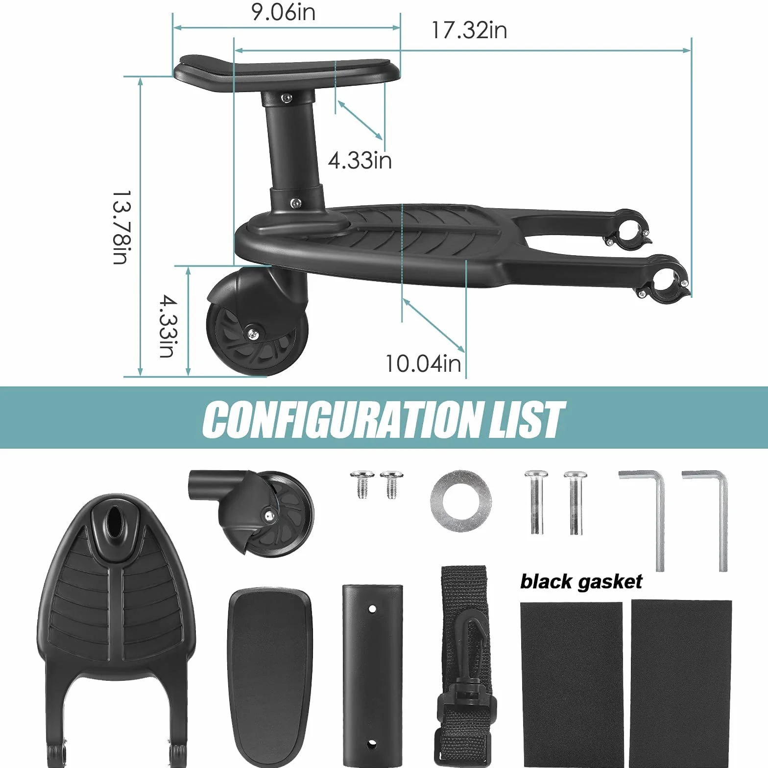 Vihir Buggy Board Trittbrett Mitfahrbrett Passend für Baby Jogger Travel Pram Kinderwagen für 2-6 Jahre alte Kinder, Mit Einer Maximalen Belastung von 25Kg