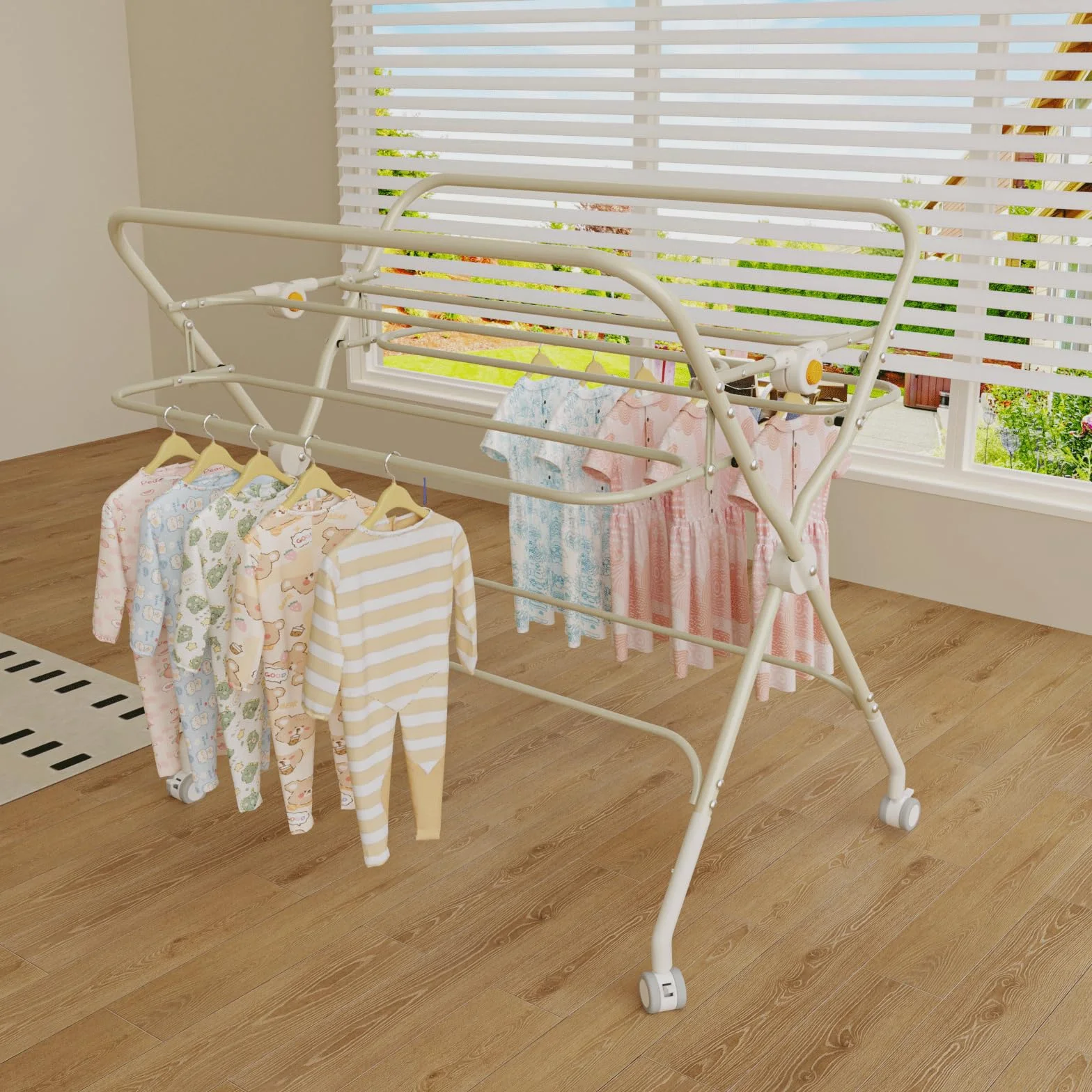 homewell 2 in 1 Baby Wickeltisch Spielzentrum, Höhenverstellbar, mobiler Wickelkombi klappbare mit Spielständer Sicherheitsgurt Aufbewahrungskorb Kleiderstange Wickelauflage (Grün)