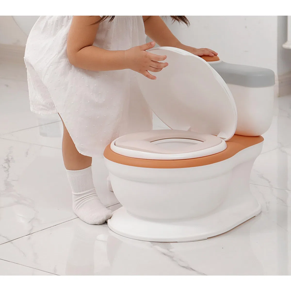 Kleinkind Töpfchen Training Toilette, tragbare Kleinkind Töpfchen Stuhl mit Spülung Tasten, Tissue Dispenser und lebensechte Spülung Sounds abnehmbaren Töpfchen Sitz
