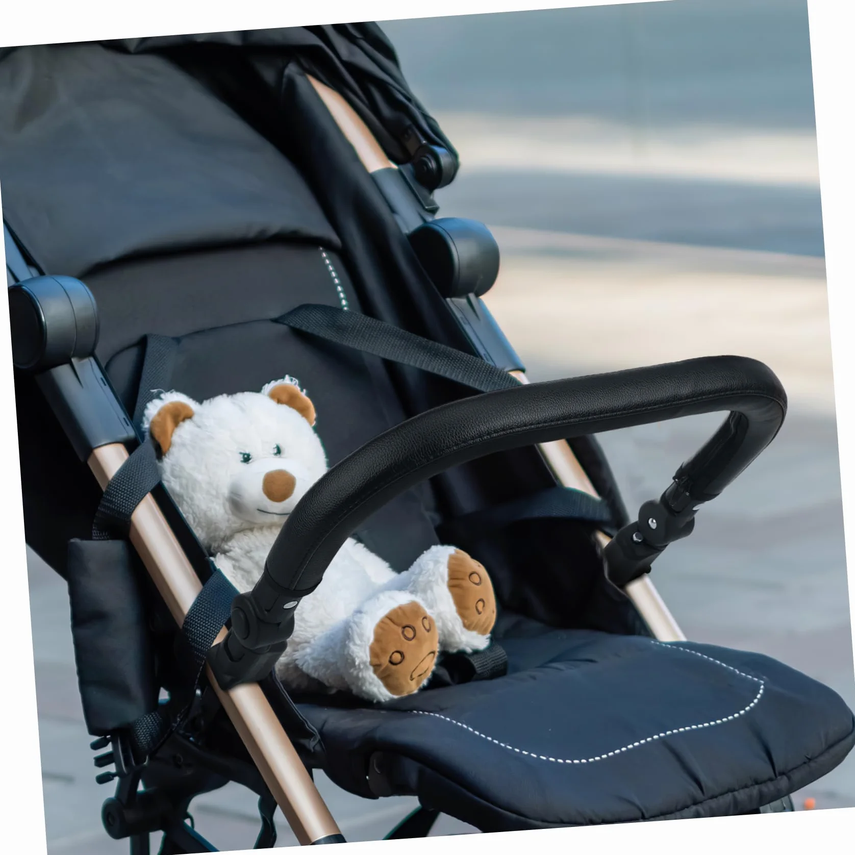 Verstellbarer Kinderwagen Sicherheitsbügel aus PU mit Abnehmbarem Stoßdämpfendem Griff für Kinderwagenmodelle Atmungsaktiv und Reißfest Einfache