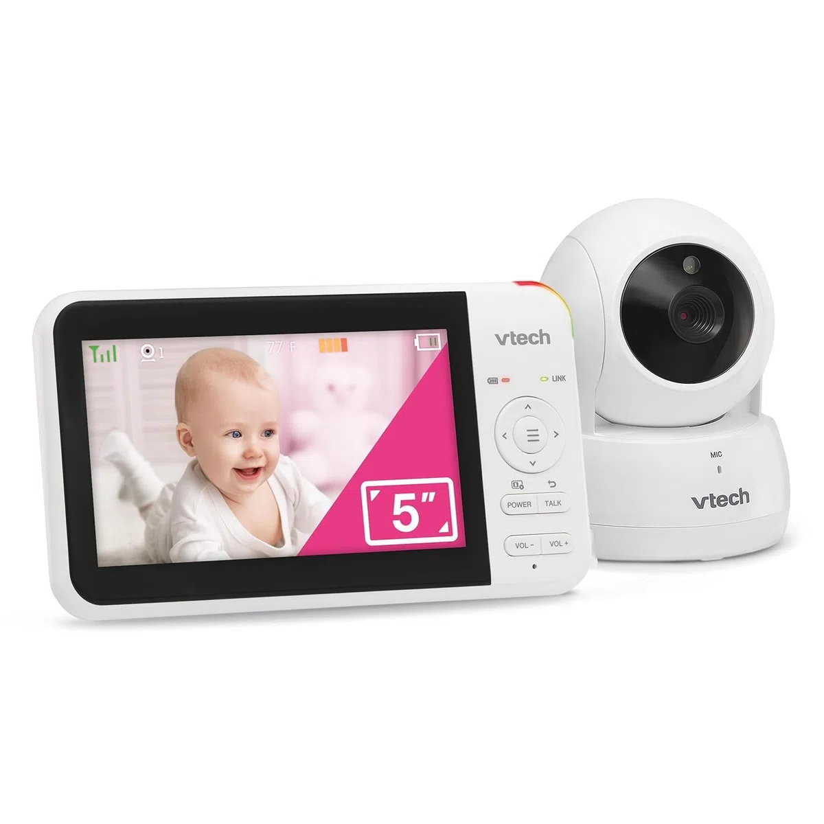 Vtech VM924 Babyphone mit Kamera 5 Zoll Video Baby Monitor, 31 Stunden Akkulaufzeit Babyfon mit Kamera 300m Reichweite HD Nachtsicht 2-Way Talk Temperatursensor