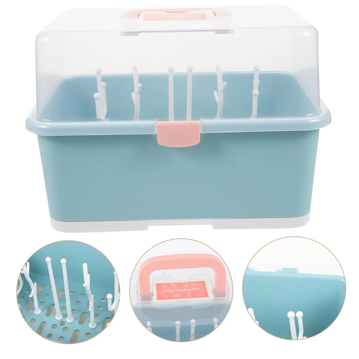 Babyflaschen Aufbewahrungsbox mit Trockenständer, 1 Stück, Grün | Pp Ausführung, für Schnuller und Stillzubehör, Stabiles Design, Babyshower Geeignet