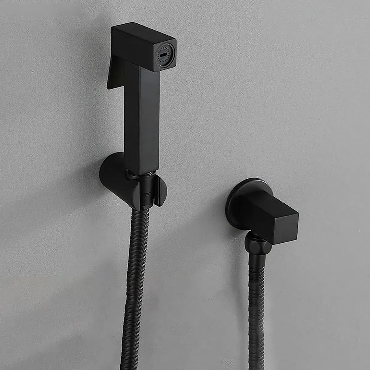 Hand-Bidet-Sprühgerät for Toilette Messing-Badezimmer-Stoffwindel-Sprühset mit einzelnem Kaltwasser, Wandmontage-Toiletten-Bidet-Sprühset for die Damenhygiene, Schwarz(Noir)
