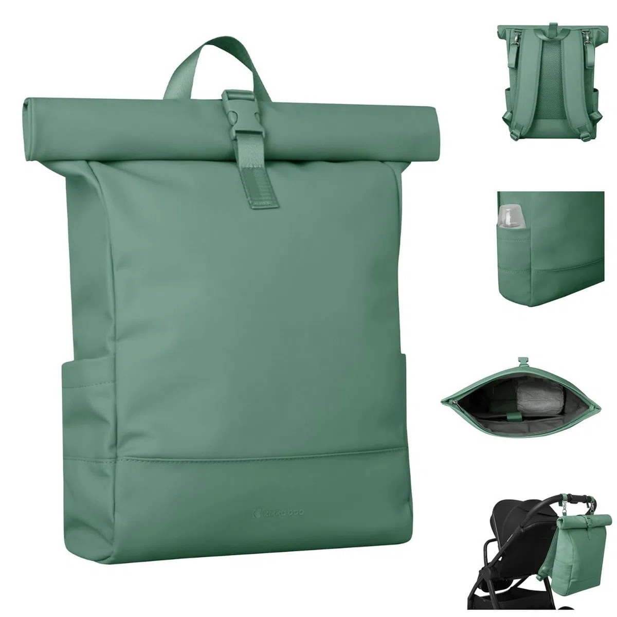 Kikkaboo Wickeltasche Jayden Rucksack Grifflänge einstellbar, Reißverschluss grün