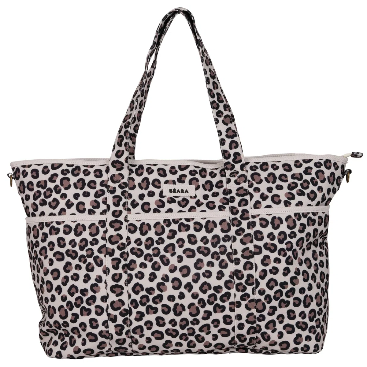 Béaba, Wickeltasche Madrid XXL 44L, großer Tote Bag, Eltern-Wickeltasche mit 11 Fächern, Isoliertasche, integrierte Kinderwagenbefestigung, Wickelunterlage, Leopard