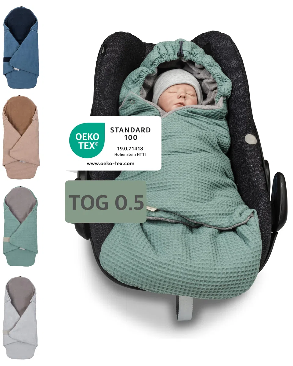 ULLENBOOM Einschlagdecke Babyschale Sommer – Oeko-TEX Materialien, Made in EU – Leichte Babydecke für Frühling & Sommer - Für Kindersitz, Kinderwagen & Buggy, 0-9 Monate (0,5 TOG)
