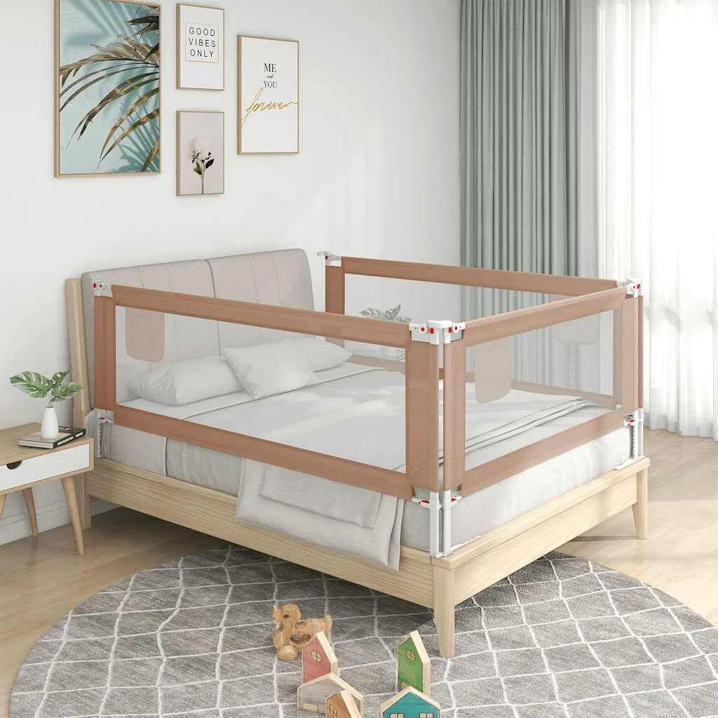 Generisch Kleinkind-Bettschutzgitter Taupe 140x25 cm Stoff,Baby & Kleinkind,Babysicherheit,Baby-Bettschutzgitter,10219
