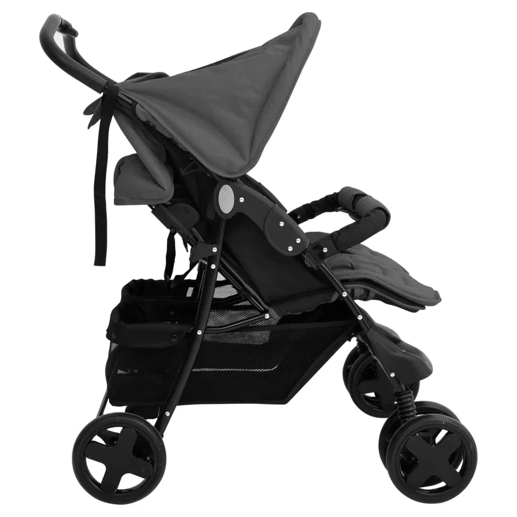Willood Tandem Kinderwagen Geschwisterwagen Zwillingskinderwagen Dunkelgrau Stahl