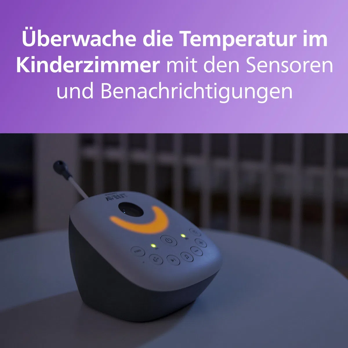 Philips AVENT Audio Babyphone, DECT-Technologie, Eco-Mode, Sternenhimmel, Gegensprechfunktion, Schlaf- und Nachtlieder, 18 Std. Laufzeit, maximale Reichweite, weiß (Modell SCD733/26)