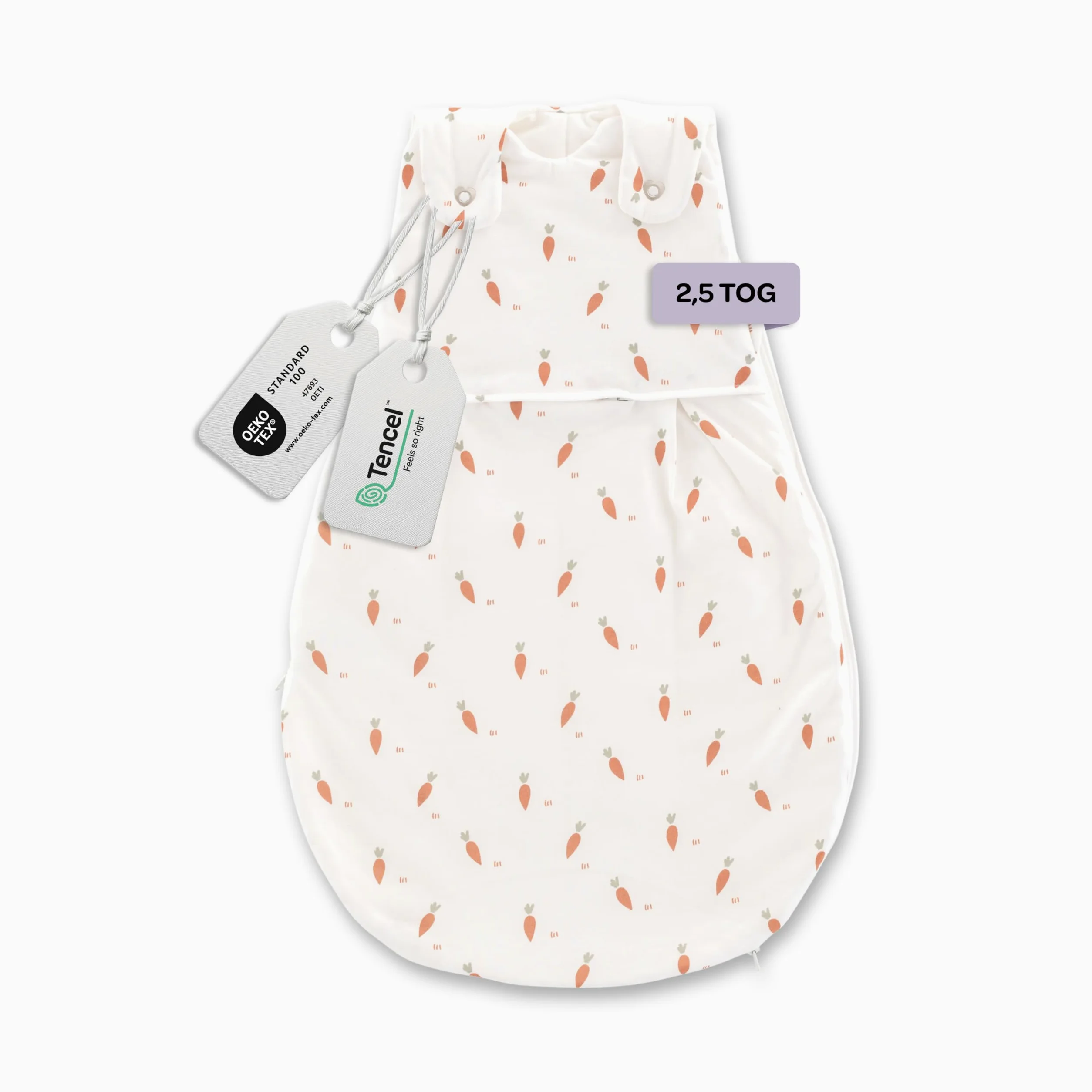TRÄUMELAND – LIEBMICH Babyschlafsack Carota | atmungsaktiver Babyschlafsack | 2.5 TOG | mitwachsender Ganzjahresschlafsack für Sommer und Winter |Öko-Tex 100 zertifiziert | ab 0 Monate